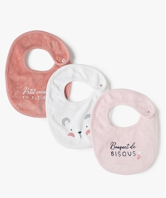 bavoirs naissance bebe fille en velours (lot de 3) roseC066601_1