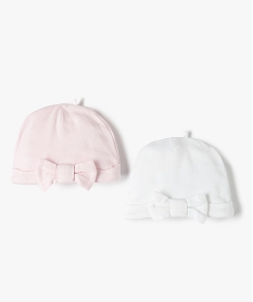 GEMO Bonnets de naissance bébé fille en coton (lot de 2) Rose