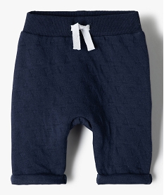 GEMO Pantalon bébé garçon en maille effet matelassé Bleu