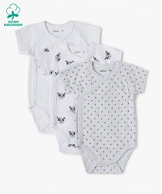 GEMO Body bébé manches courtes fermeture croisée (lot de 3) Blanc