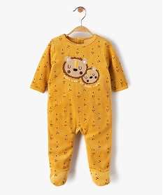 GEMO Pyjama dors-bien bébé garçon en velours avec motifs lions Jaune