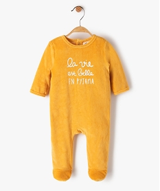 GEMO Pyjama bébé en velours avec message Jaune