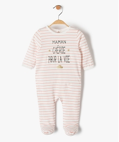 GEMO Pyjama bébé en jersey rayé à motifs velours et paillettes kaki chine