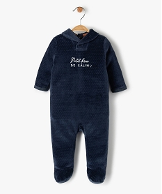 GEMO Pyjama bébé garçon en velours avec message Bleu