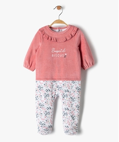 GEMO Pyjama bébé fille en velours effet 2 en 1 Rose