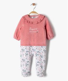 GEMO Pyjama bébé fille en velours effet 2 en 1 rose standard