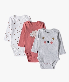 GEMO Body bébé fille manches longues motifs koala (lot de 3) Multicolore