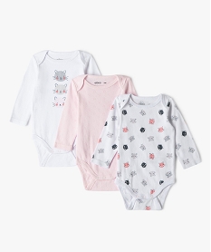 body bebe fille a manches longues motifs chats (lot de 3) multicolore body manches longuesC075001_1