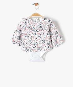 GEMO Body bébé fille à manches longues 2 en 1 blanc vif