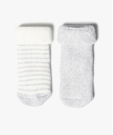 GEMO Chaussettes bébé en maille bouclette rayée (lot de 2) Beige