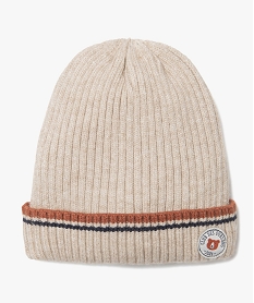 GEMO Bonnet bébé garçon en maille côtelée avec doublure polaire Beige