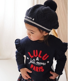 bonnet bebe fille forme beret double polaire - lulu castagnette noir chineC078001_1