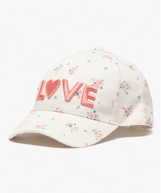 casquette fille a motifs fleuris avec inscription brodee blancC078701_1