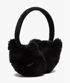 cache-oreilles fille en matiere peluche motif nounours noirC079501_1