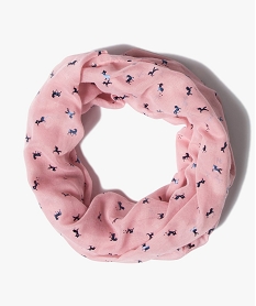 foulard fille forme snood avec micro motifs licornes roseC080001_1