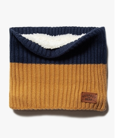GEMO Echarpe garçon bicolore forme snood à doublure peluche Jaune