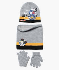 GEMO Ensemble garçon (3 pièces) : bonnet + snood + gants - Mickey Gris