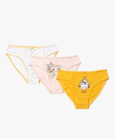 GEMO Culottes fille à motifs licorne (lot de 3) Multicolore