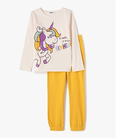 GEMO Pyjama fille avec motif licorne et paillettes Rose