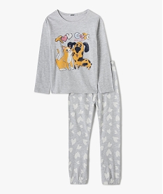 GEMO Pyjama fille avec motif chien et chat Gris