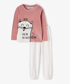 GEMO Pyjama fille velours motif chat à paillettes Rose