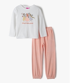 GEMO Pyjama fille en velours bicolore imprimé - Princesses Disney Beige