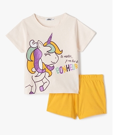 GEMO Pyjashort fille avec motif licorne et paillettes rose standard