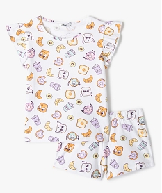 GEMO Pyjashort fille motif petit-déjeuner Imprimé