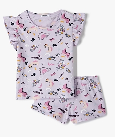 GEMO Pyjashort fille imprimé avec volants sur les épaules Imprimé