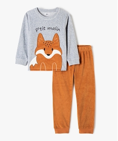 GEMO Pyjama garçon en velours imprimé renard Gris