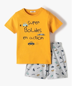 GEMO Pyjashort garçon bicolore avec motifs voitures Jaune