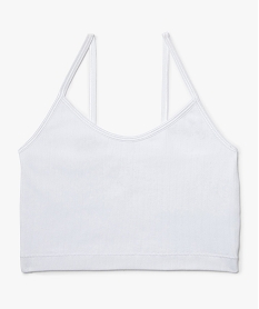 GEMO Brassière fille façon crop top à fines bretelles Blanc