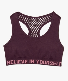 GEMO Brassière fille dos nageur en maille ajourée Violet