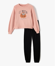 GEMO Pyjama fille imprimé fantaisie en maille douillette Rose