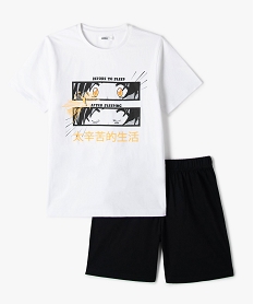 GEMO Pyjashort garçon bicolore avec motif manga Blanc