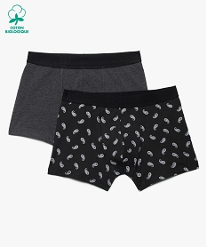 GEMO Boxer homme en coton stretch motif cachemire (lot de 2) Noir