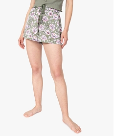 bas de pyjama femme forme short a motifs fleuris imprimeC102801_1