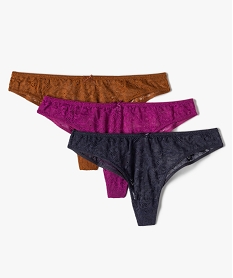 GEMO Tanga femme en dentelle (lot de 3) Multicolore