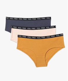 GEMO Shorty femme en maille côtelée (lot de 3) Multicolore