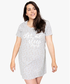 GEMO Chemise de nuit à manches courtes avec motifs femme grande taille Gris