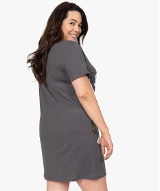 chemise de nuit a manches courtes avec motifs femme grande taille gris nuisettes chemises de nuitC103801_3