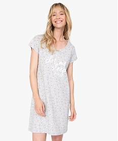 GEMO Chemise de nuit imprimée à manches courtes femme Gris