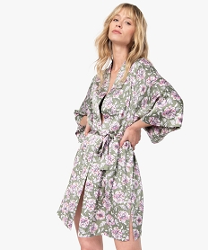 GEMO Veste d’intérieur femme à motifs fleuris Imprimé