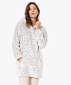 GEMO Robe dintérieur femme à motif et capuche Imprimé