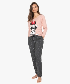 pyjama femme imprime mickey et minnie - disney roseC105201_1