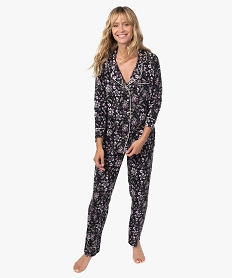 GEMO Pyjama deux pièces femme : chemise et pantalon argente