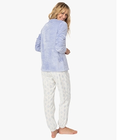pyjama femme chaud et douillet imprime animal polaire bleuC105401_3