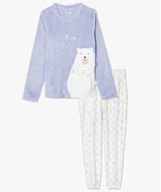 pyjama femme chaud et douillet imprime animal polaire bleuC105401_4