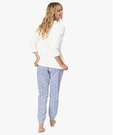 pyjama femme chaud et douillet imprime animal polaire blanc pyjamas ensembles vestesC105501_3