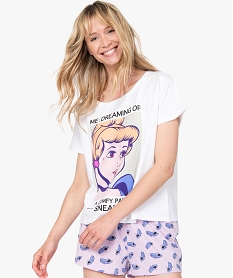 GEMO Pyjashort femme avec motif XXL - Disney Blanc
